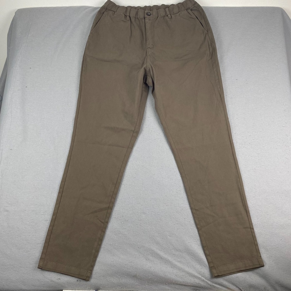 Cove USA Chino Pants Mens 38x34 Brown Khaki Stretch Waist Elastic Athleisure